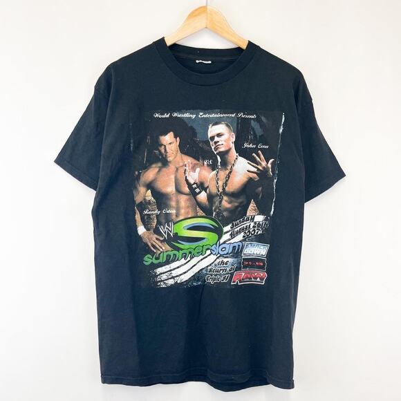 Vintage Y2k WWE Summerslam 2007 Graphic Randy Ortin John Cena T-Shirt Mens Large